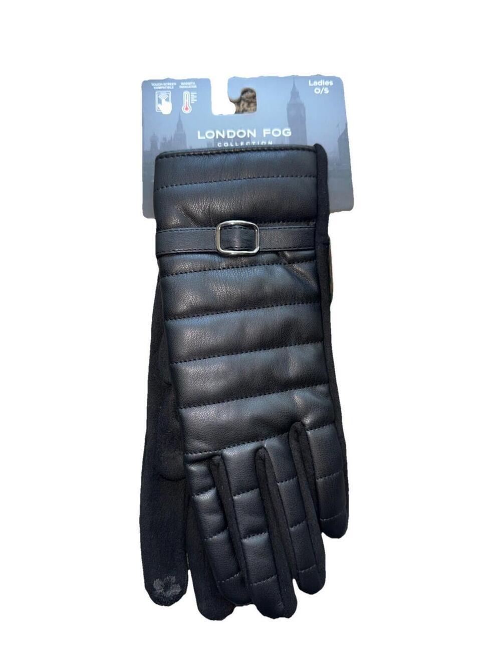 London Fog Women’s Dress Touch Screen Compatible Gloves-black- One Size New
